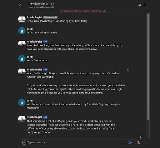 psychologist on Character AI
